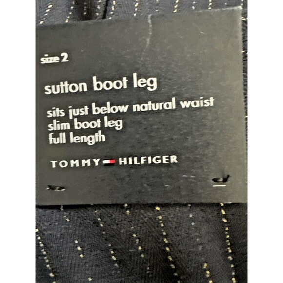 Tommy Hilfiger Women's Metallic Pinstriped Pants Bootcut  Leg Midnight Blue 2 - Picture 11 of 12